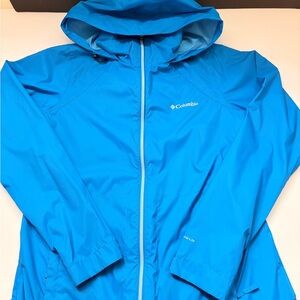 Columbia Women’s Hooded Windbreaker Jacket Blue Size M 100% Nylon Lightweight